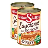 William Saurin Saucisses aux Haricots Cuisinés en conserve individuelle, Lot de 2x420g