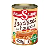 William Saurin Saucisses aux Haricots Cuisinés en conserve individuelle, 420g