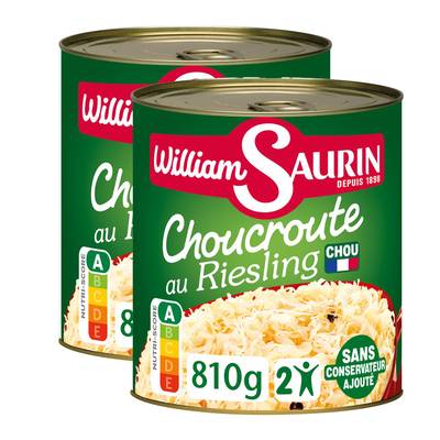 William Saurin Choucroute Cuisinée au Riesling en conserve pour 2, Lot de 2x810g