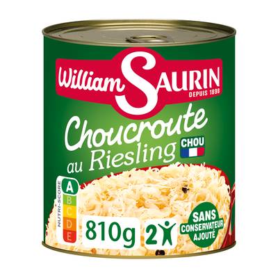 William Saurin Choucroute Cuisinée au Riesling en conserve pour 2, 810g