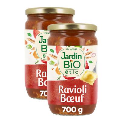 Jardin Bio Etic Ravioli au Boeuf Bio en bocal, Lot de 2x700g