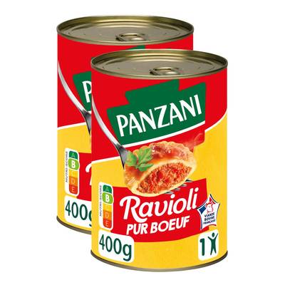 Panzani Ravioli Pur Boeuf en conserve individuelle, Lot de 2x400g