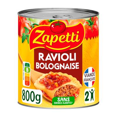 Zapetti Ravioli Bolognaise au bœuf en conserve pour 2, 800g