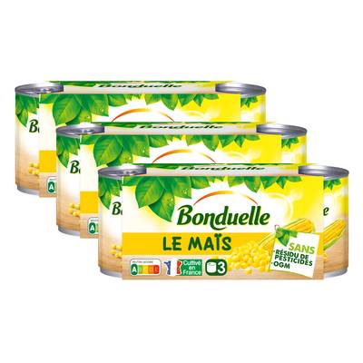 Bonduelle Maïs Sans Résidu de Pesticide en conserve, Lot de 3 - 3x140g