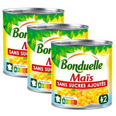 Bonduelle Maïs Sans Sucres Ajoutés en conserve, Lot de 3x285g