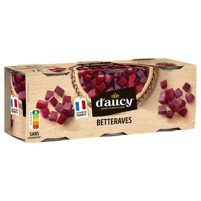 D'aucy Betteraves Cubes croquantes en conserve, 3x130g