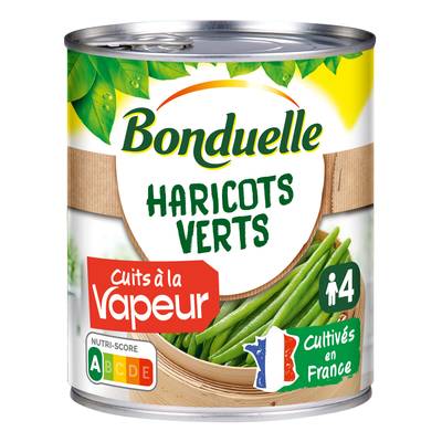 Bonduelle Haricots verts extra-fins cuits à la vapeur en conserve, 440g