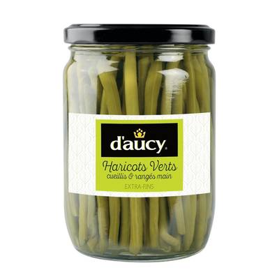 D'aucy Haricots verts Extra Fins en bocal, 280g