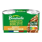 Bonduelle Haricots Borlotti fraîchement récoltés en conserve, 2x125g