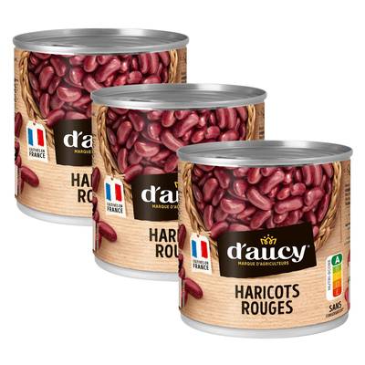 D'aucy Haricots rouges en conserve, Lot de 3x250g