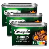 Cassegrain Lentilles Carottes Oignons émincés en conserve, Lot de 3x265g