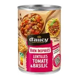 D'aucy Lentilles Tomate et Basilic en conserve, 400g