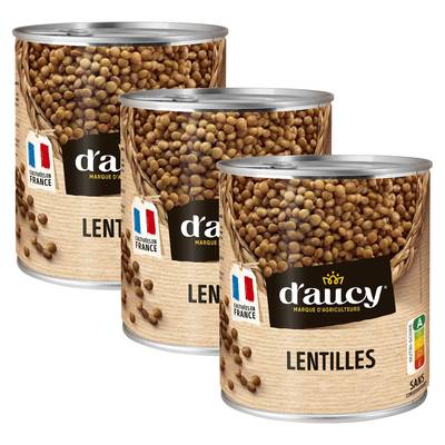 D'aucy Lentilles préparées en conserve, Lot de 3x530g