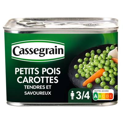 Cassegrain Petits pois carottes tendres et savoureux en conserve, 465g