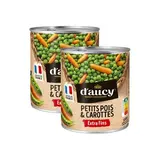 D'aucy Petits pois carottes extra-fins en conserve, Lot de 2x530g