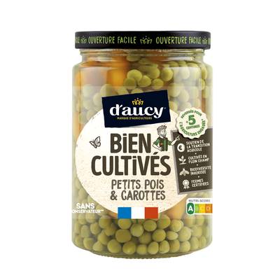 D'aucy Petits Pois Carottes Bien Cultivés en bocal, 250g
