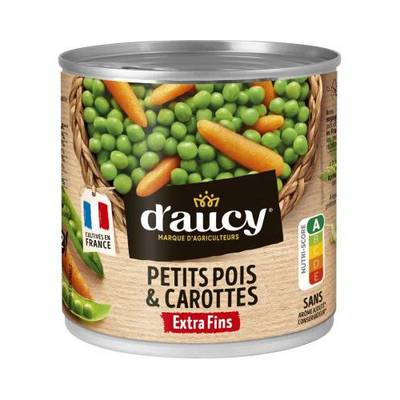 D'aucy Petits Pois Carottes Extra Fins en conserve, 265g