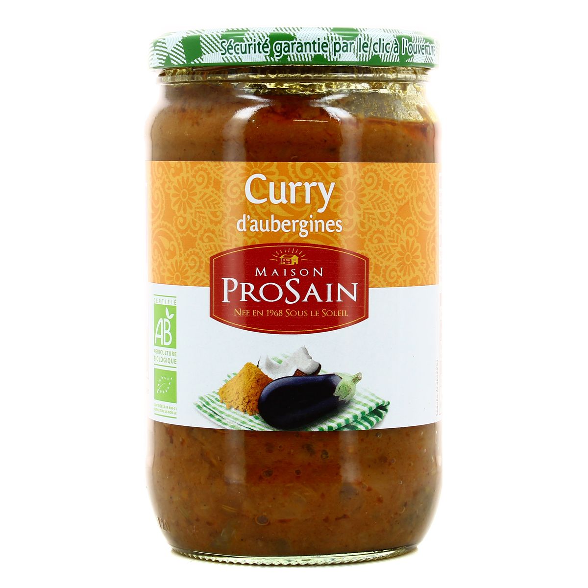 Prosain Curry d'aubergines bio en bocal, 650g