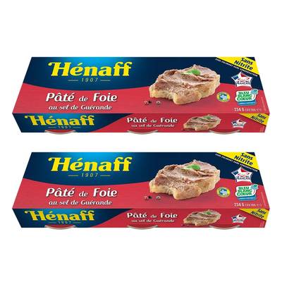 Henaff Pâté de foie au sel de Guérande Bleu Blanc Coeur en conserve, Lot de 2x3x78g