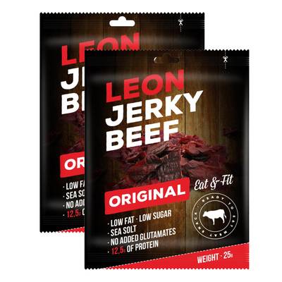 Leon Boeuf séché beef jerky en sachet, Lot de 2x25g