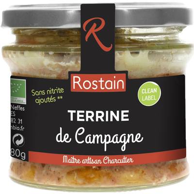 Rostain Terrine de campagne bio en bocal, 180g