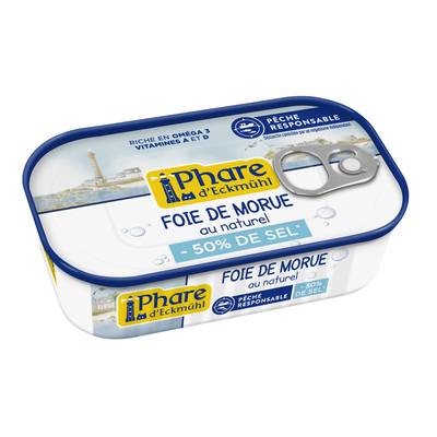Phare d'Eckmuhl Foie de Morue 50% de sel en moins en conserve, 121g