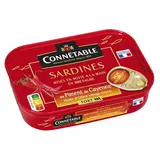 Connetable Sardines Huile d'Olive Vierge Extra et piment de Cayenne Fort en conserve, 135g