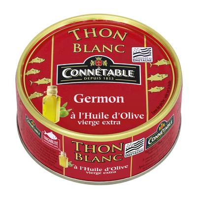 Connetable Thon Blanc à l'Huile d'Olive vierge extra en conserve, 160g