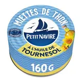 Petit Navire Miettes de thon à l'huile de tournesol en conserve, 160g