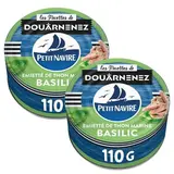 Petit Navire Emietté de thon mariné Basilic en conserve, Lot de 2x110g