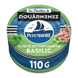 Petit Navire Emietté de thon mariné Basilic en conserve, 110g