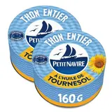Petit Navire Thon Entier à l'Huile de Tournesol en conserve, Lot de 2x160g