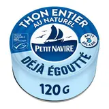 Petit Navire Thon entier naturel MSC déjà égoutté en conserve, 120g