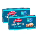 Saupiquet Thon entier naturel MSC sans égouttage en conserve, Lot de 2x2x140g