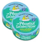 Un Pêcheur Sachant Pêcher Thon Entier au Naturel en conserve, Lot de 2x185g