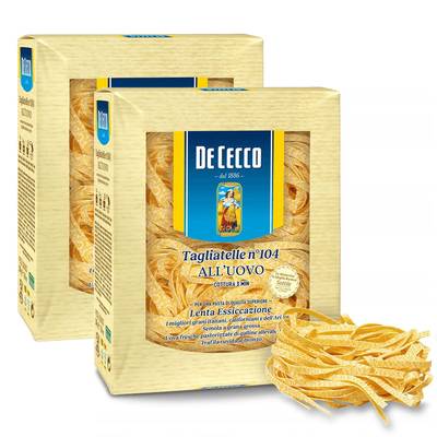 De Cecco Pâtes Tagliatelle aux oeufs N°104 Premium, Lot de 2x250g