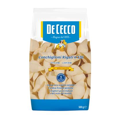 De Cecco Pâtes Conchiglioni Rigati n°126 Premium, 500g