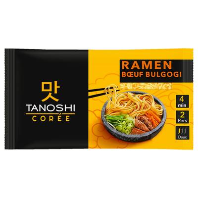 Tanoshi - Corée Ramen Nouilles Coréennes Bulgogi Saveur Boeuf en sachet pour 2, 366g