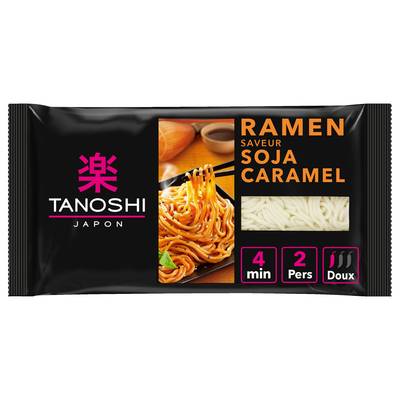 Tanoshi - Japon Ramen Saveur Soja Caramel Nouilles Japonaises Précuites en sachet pour 2, 360g