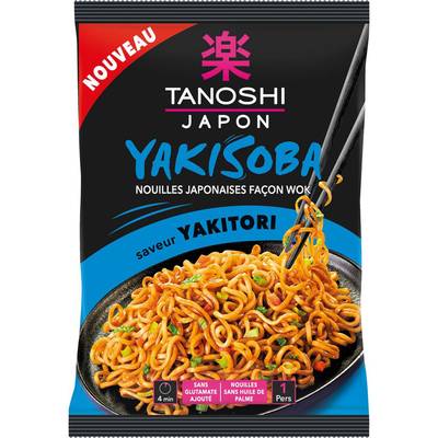 Tanoshi - Japon Nouilles Japonaise Yakisoba Yakitori en sachet individuel, 90g