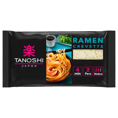 Tanoshi - Japon Ramen Saveur Crevettes Nouilles Japonaises Précuites en sachet pour 2, 360g