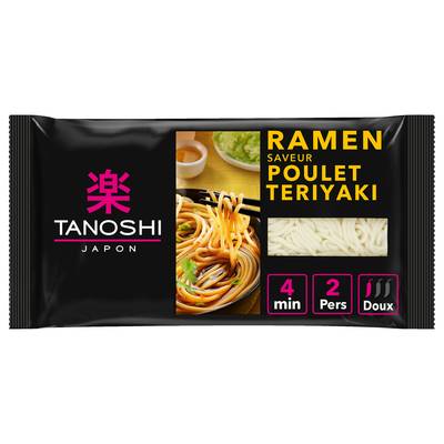 Tanoshi - Japon Ramen Saveur Poulet Teriyaki Nouilles Japonaises Précuites en sachet pour 2, 360g