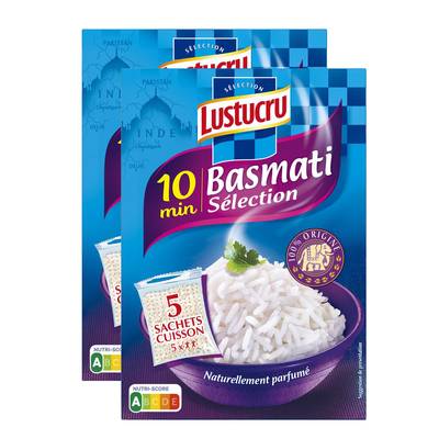 Lustucru Riz Basmati 10 min Naturellement Parfumé en Sachets Cuisson, Lot de 2 -5x180g
