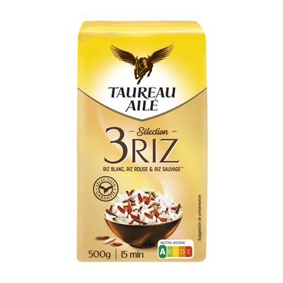 Taureau Ailé Selection 3 Riz - Blanc, Rouge et Sauvage en vrac, 500g