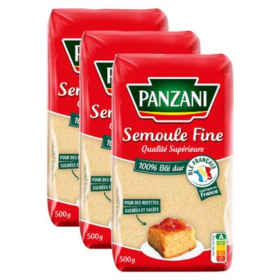 Panzani Semoule fine, Lot de 3x500g