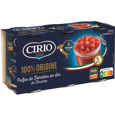 Cirio Pulpe de tomate en dés de Toscane en conserve, 3x400g