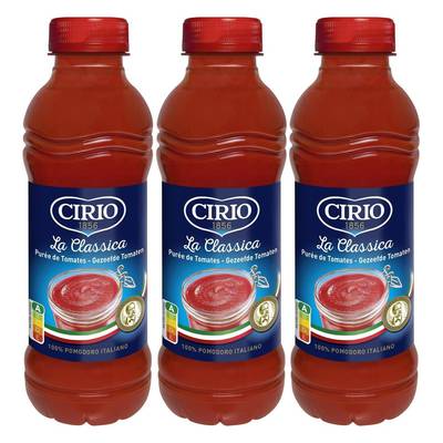 Cirio Purée de tomates - Passata - La classica en bouteille, Lot de 3x540g