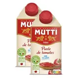 Mutti Purée de Tomates Zéro Résidu de Pesticides en brique, Lot de 2x500g