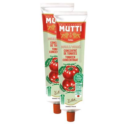 Mutti Double Concentré Tomates Zéro Résidu de Pesticides en tube, Lot de 2x130g