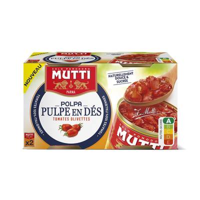 Mutti Pulpe de Tomate en Dés en conserve, 2x300g